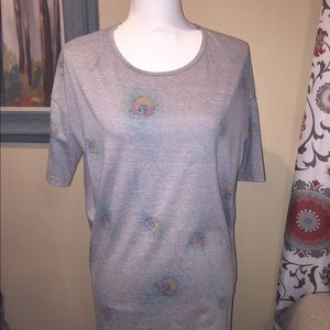 LulaRoe Irma with peacock print XS